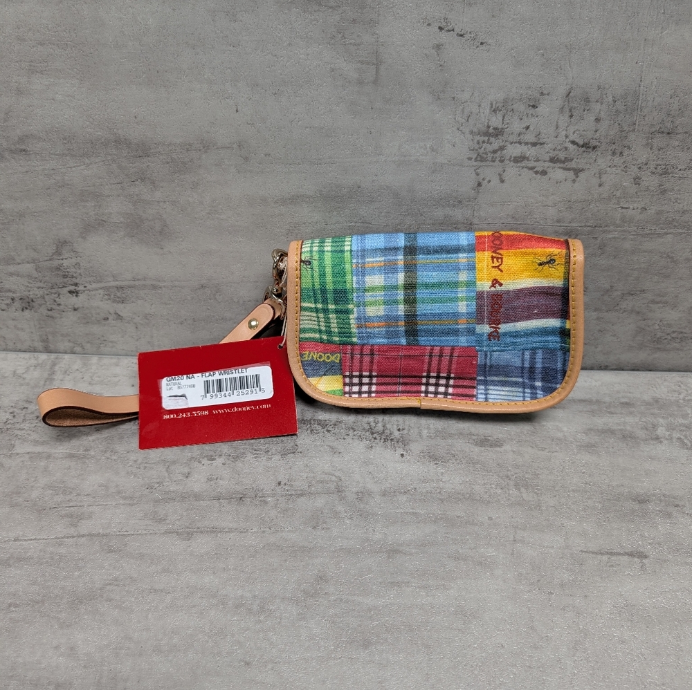 Dooney & Bourke Madras Plaid Picnic Ants Canvas Flap Wristlet Pouch NWT Vintage - Picture 2 of 15
